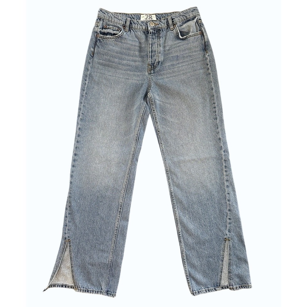 Free People We the Free High Rise Slit Hem Straight Jeans 28 Stovepipe Cotton